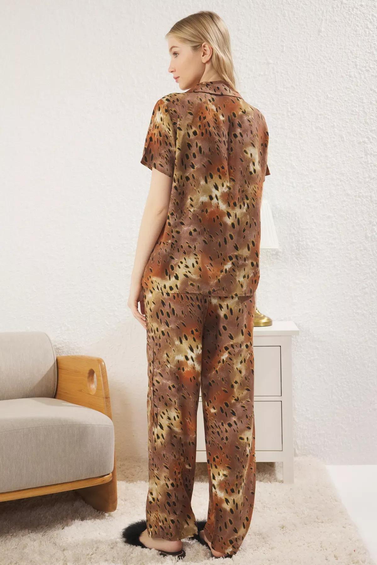 Multicolor Leopard Patterned Pajama Set, , large image number 4