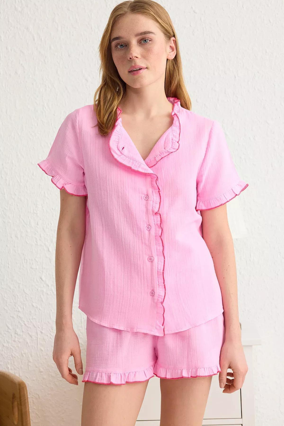 Pink Ruffle Pajama Set, LIGHT PINK, large image number 1