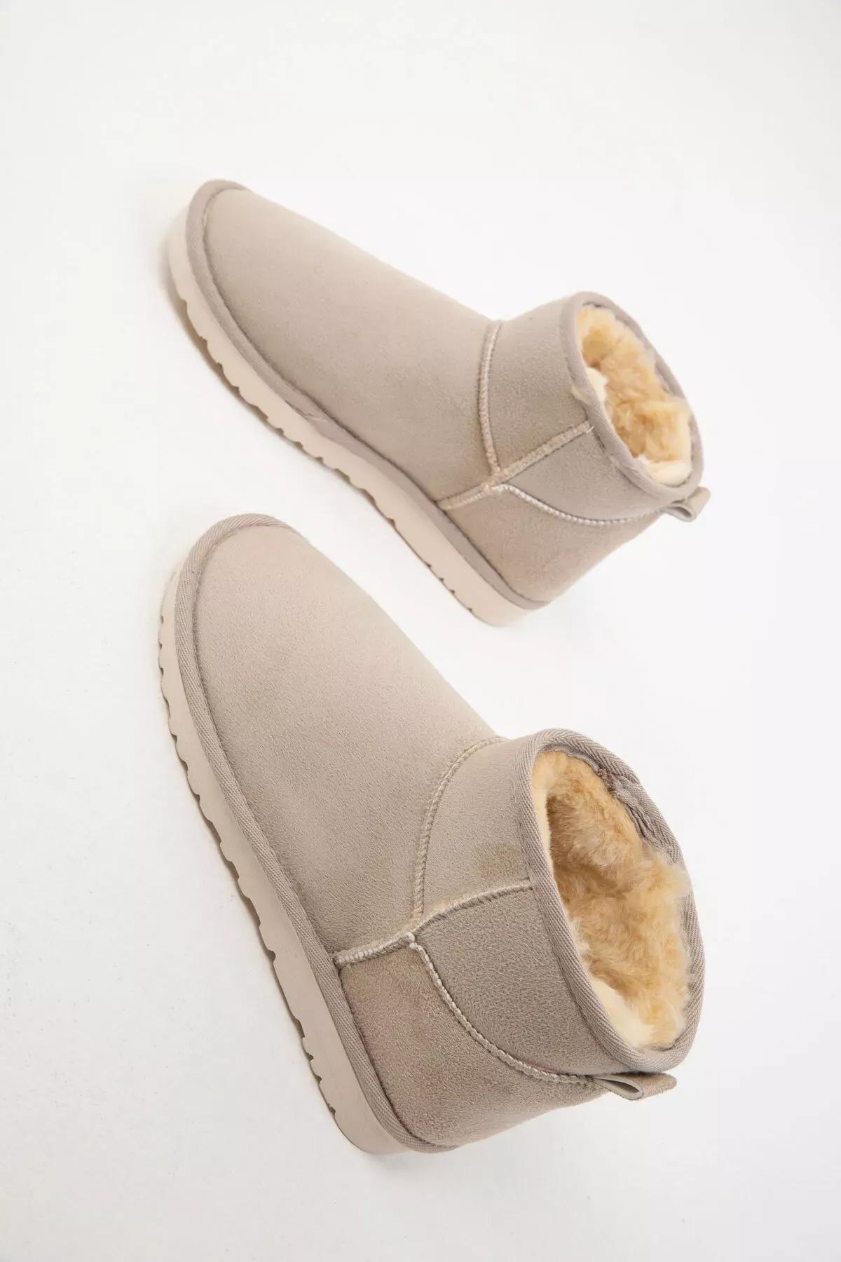 Beige Suede Boots, , large image number 1