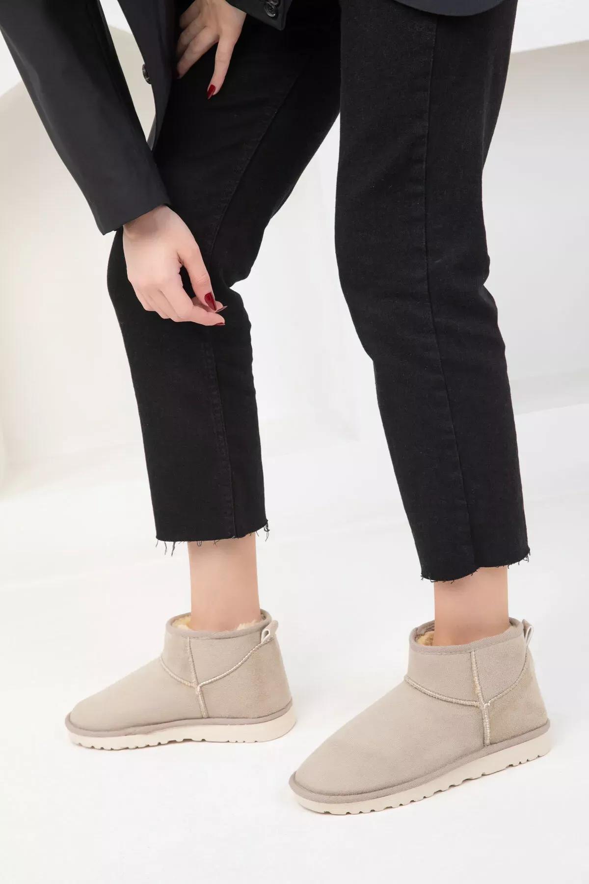 Beige Suede Boots, C101_2041, medium