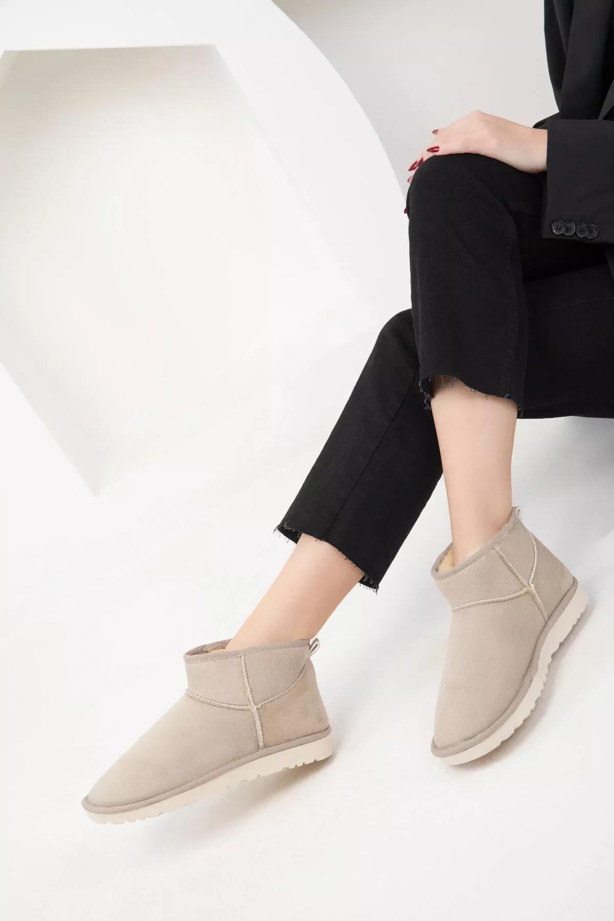 Beige Suede Boots, , large image number 4