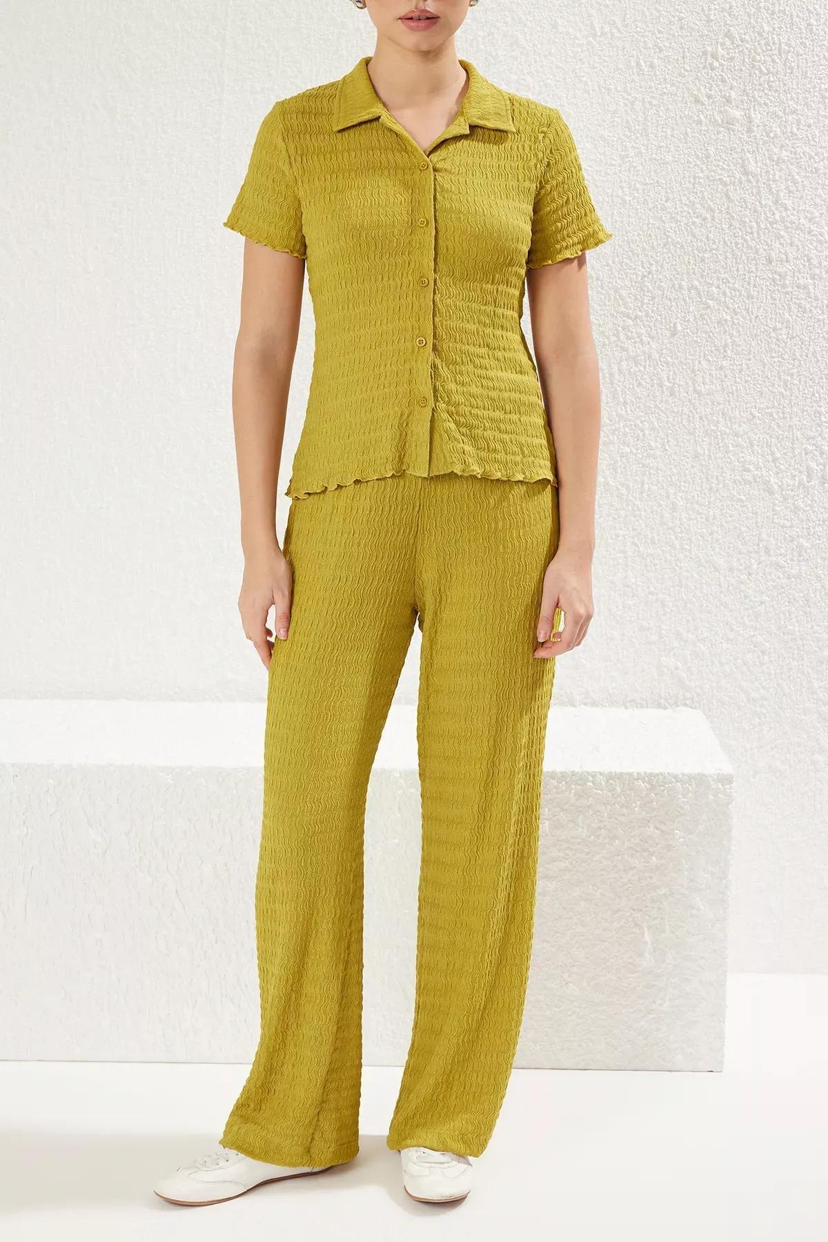 Green Textured Knitted Co-Ord Set, OIL GREEN, large image number 2