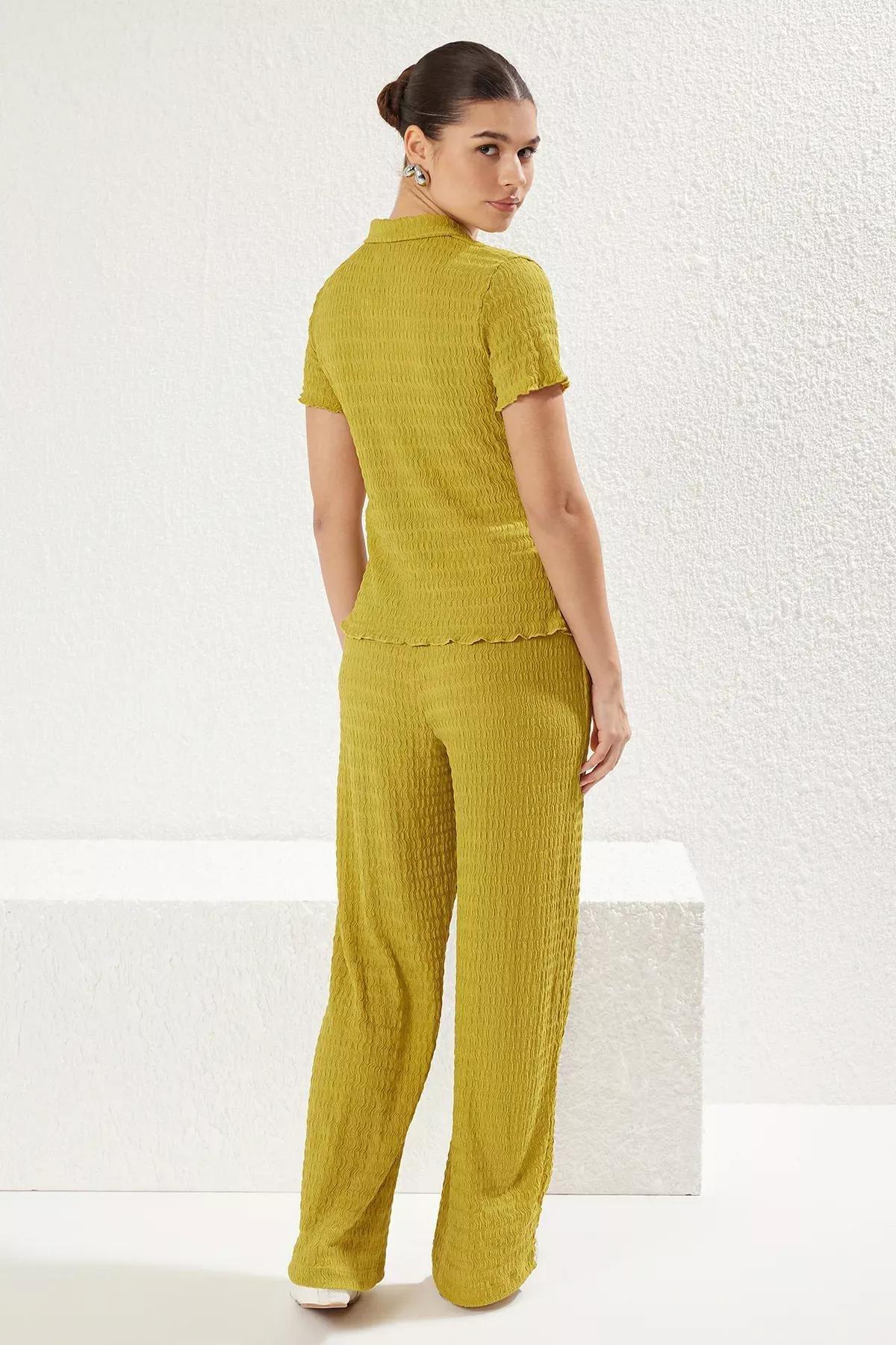 Green Textured Knitted Co-Ord Set, OIL GREEN, large image number 4