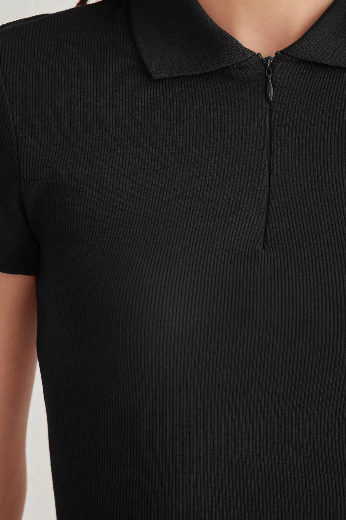 Black Polo Neck Flexible Blouse, , large image number 1