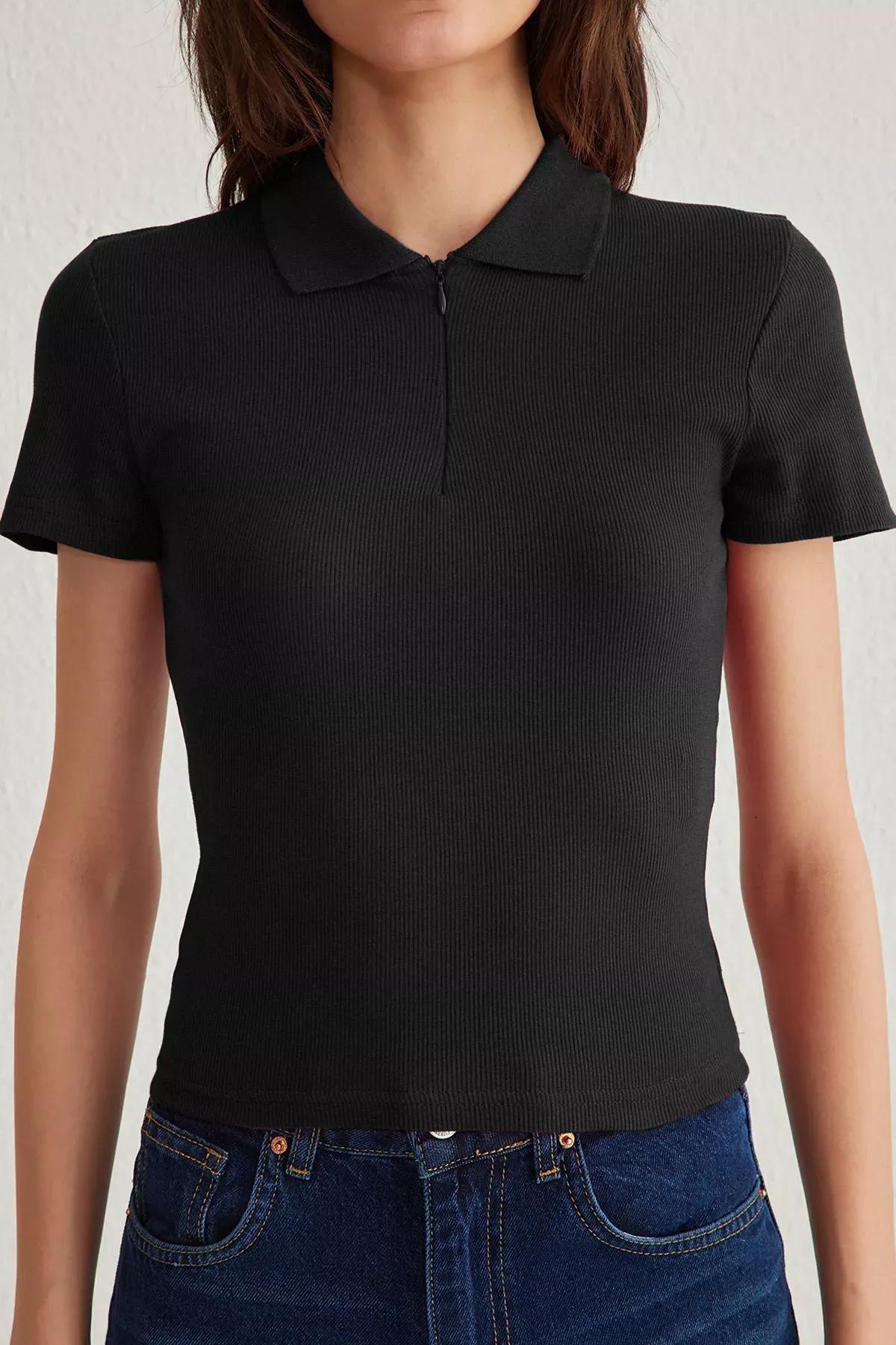 Black Polo Neck Flexible Blouse, , large image number 3