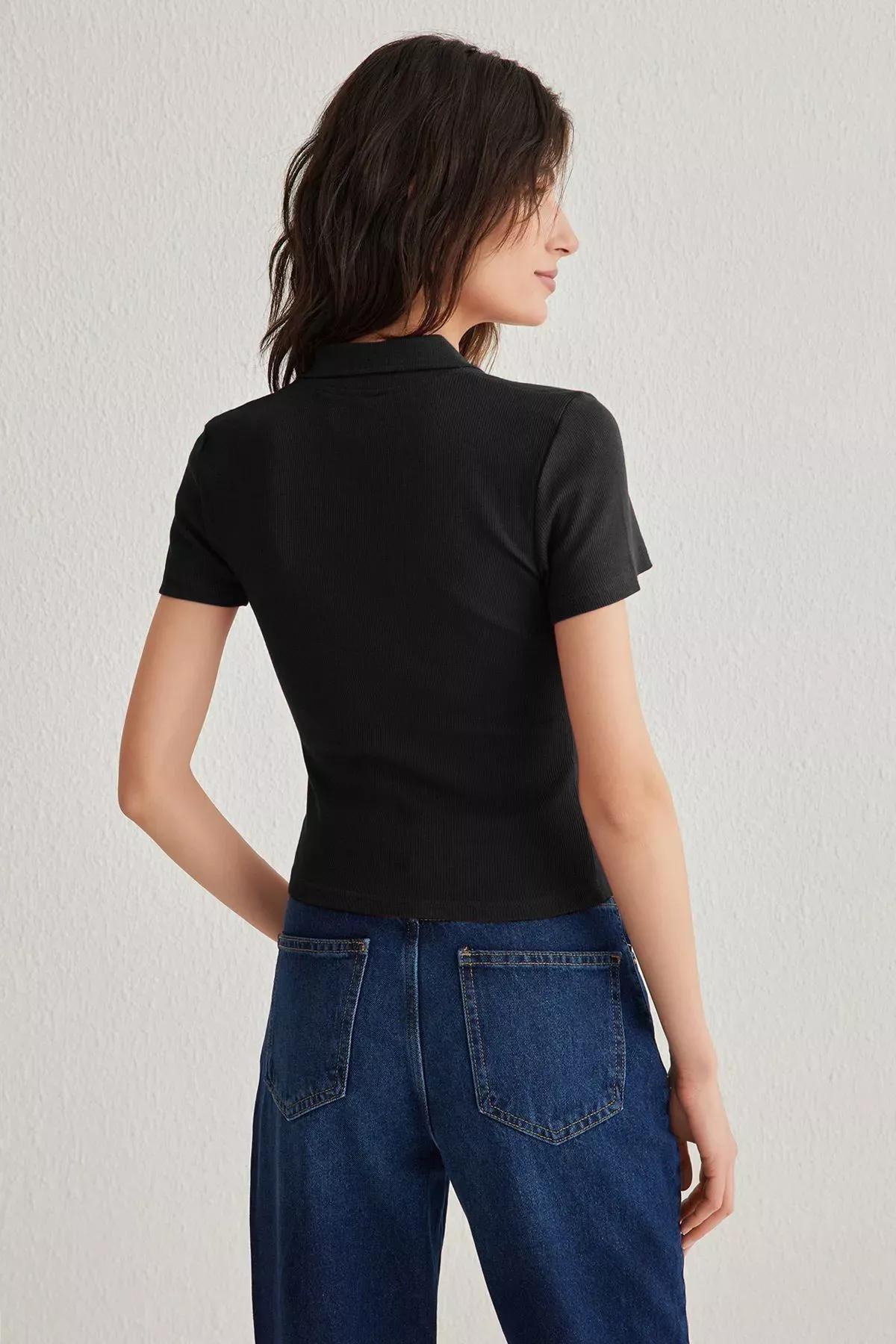 Black Polo Neck Flexible Blouse, , large image number 4