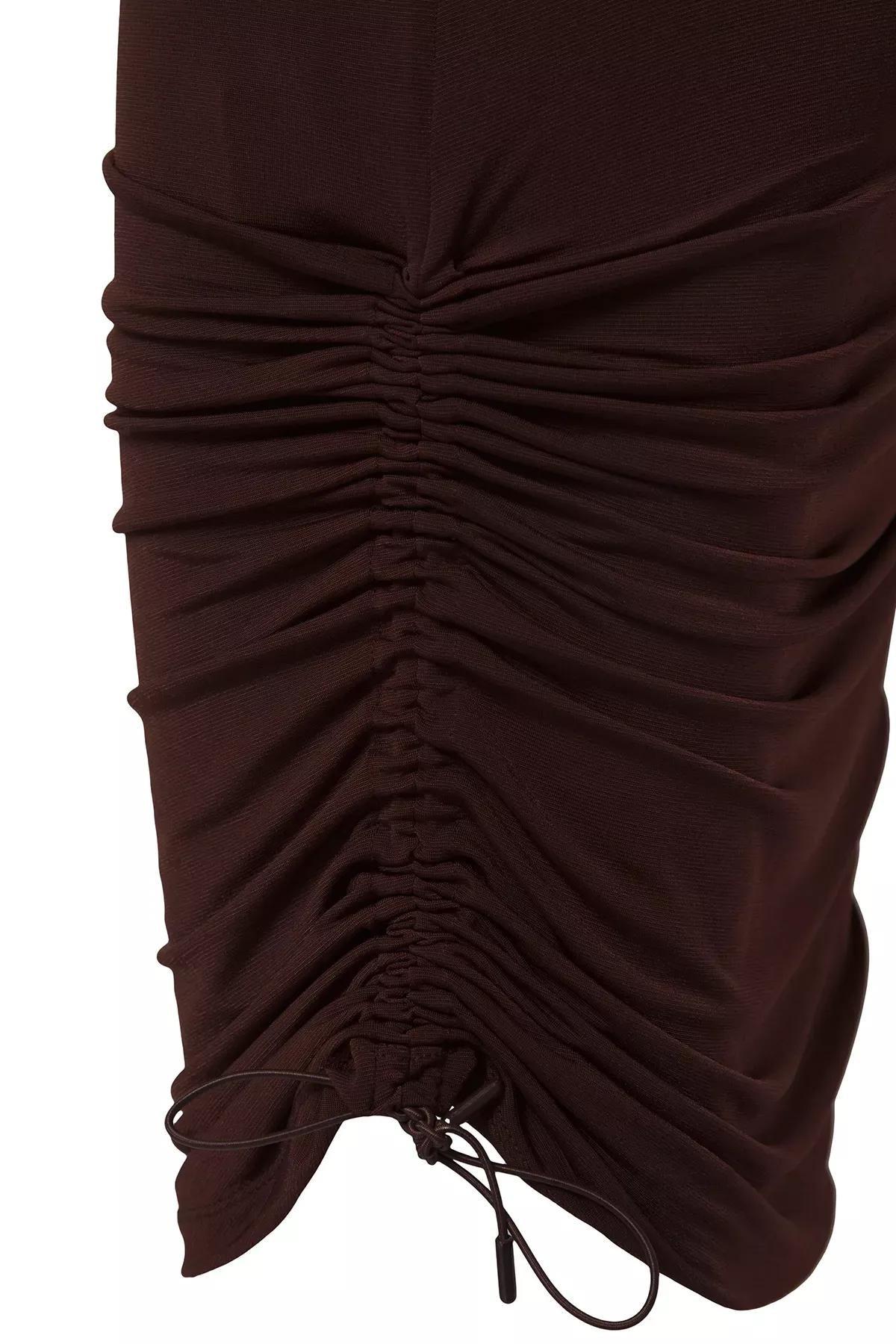 Brown Mini Pleated Beach Skirt, , large image number 5