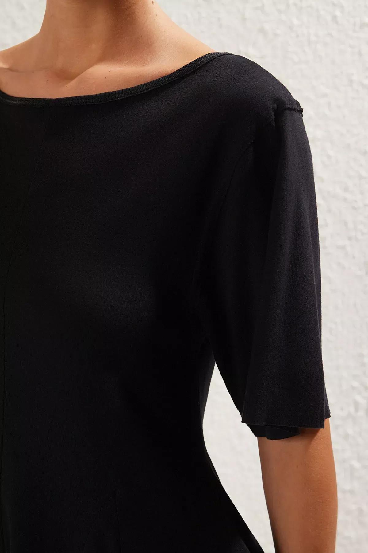 Black Oversize Knit Jumpsuit, , large image number 4