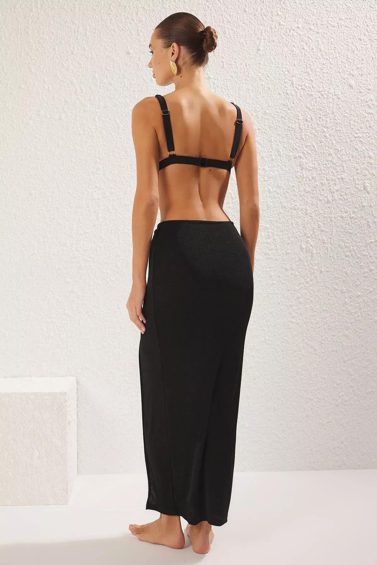 Black Star Accessory maxi Beach Skirt, BLACK, large image number 8