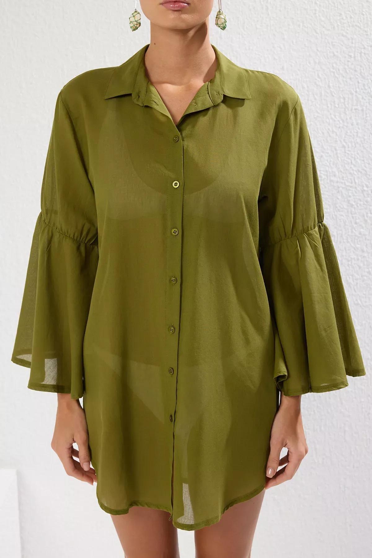 Green Mini Flounce Dress, , large image number 2