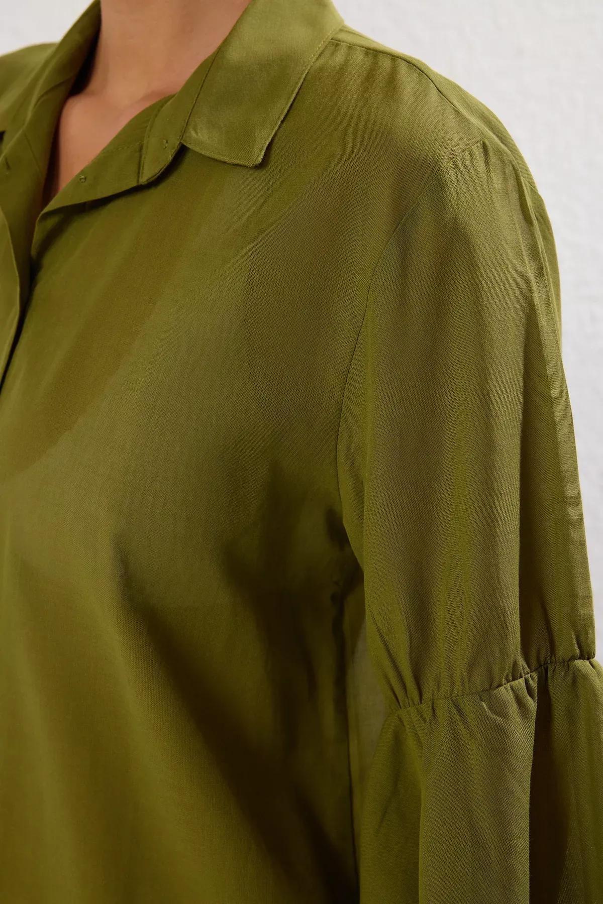 Green Mini Flounce Dress, , large image number 3