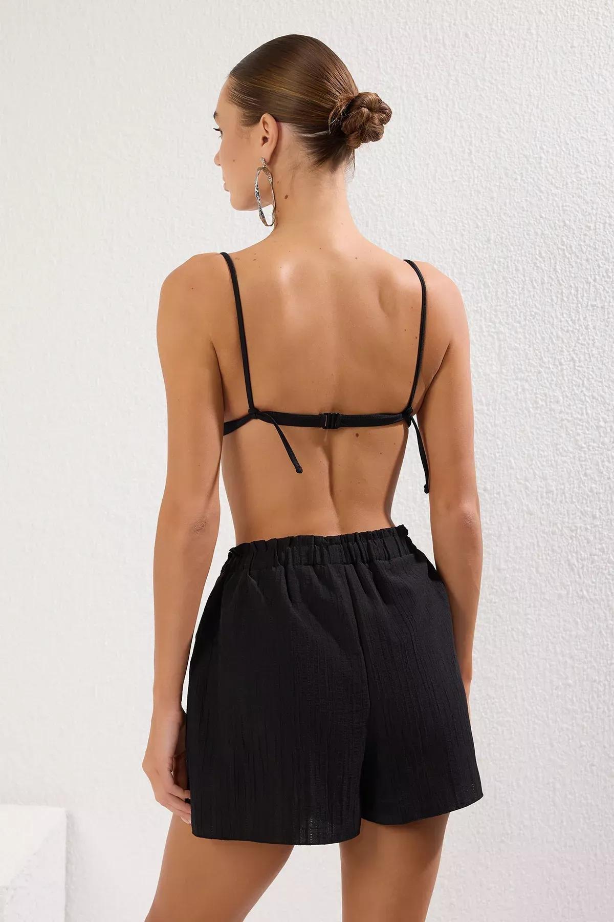 Black Slit Beach Shorts, , large image number 4