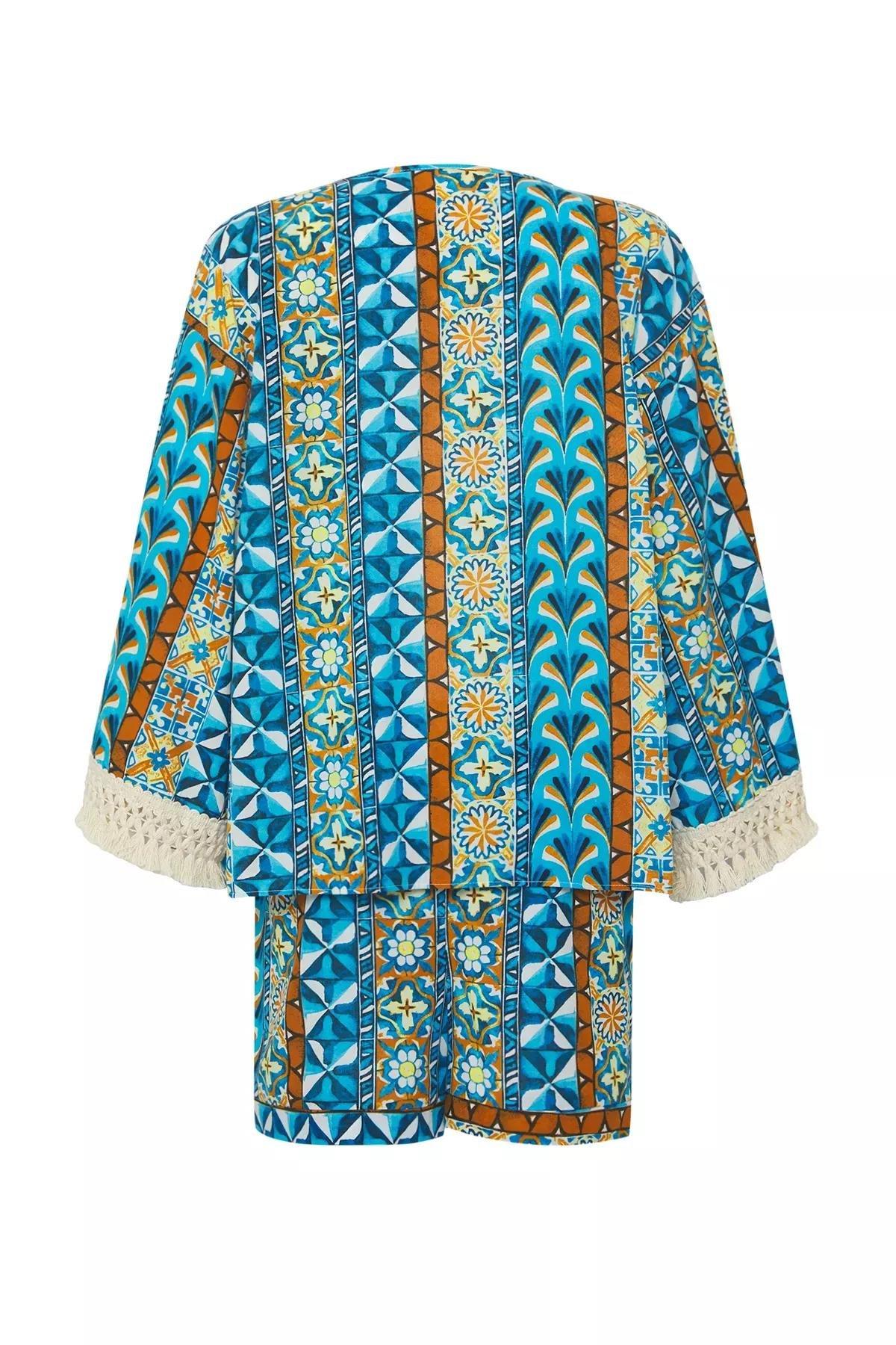 Blue Ethnic Tassel Kimono Set, , large image number 5