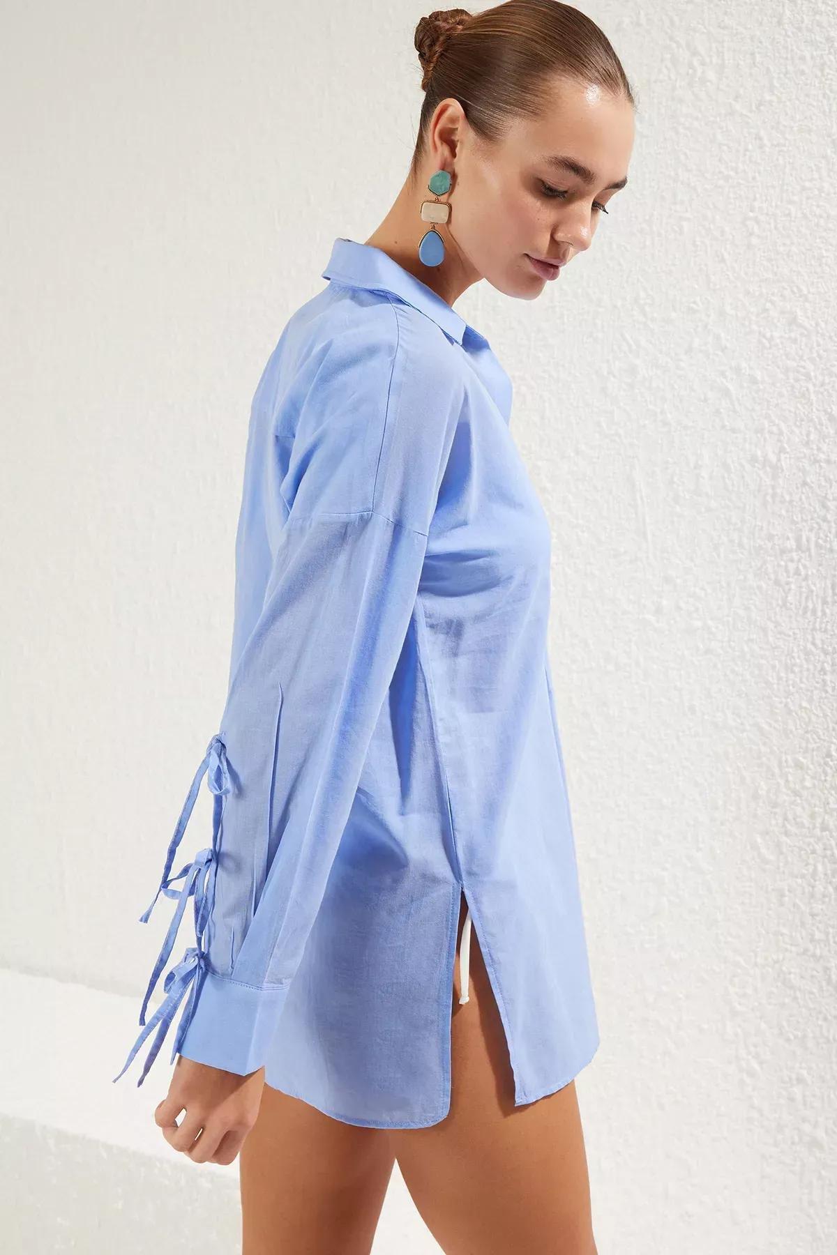 قميص شاطئ بأربطة، أزرق, C101_4631, large image number 2