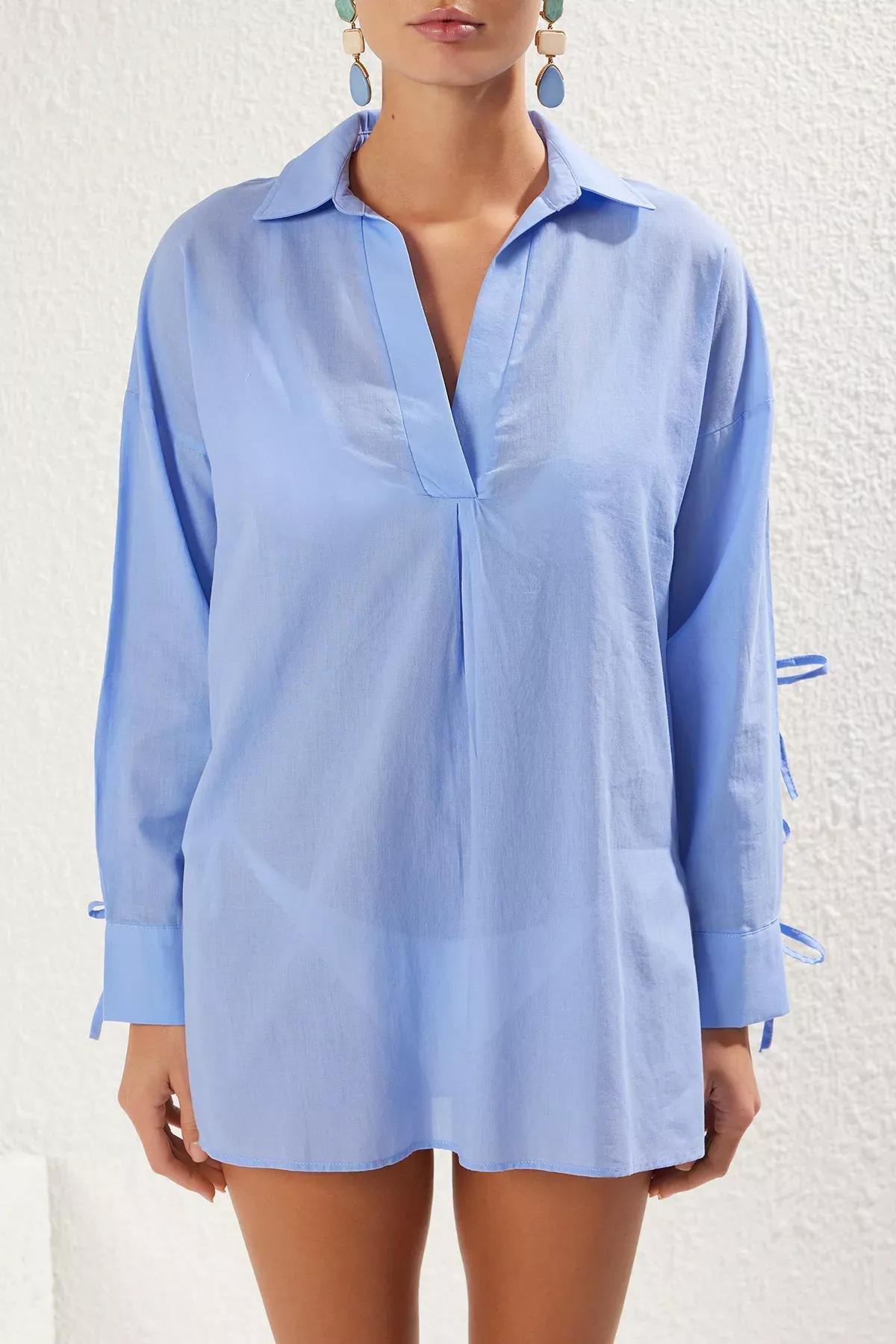 قميص شاطئ بأربطة، أزرق, C101_4631, large image number 4