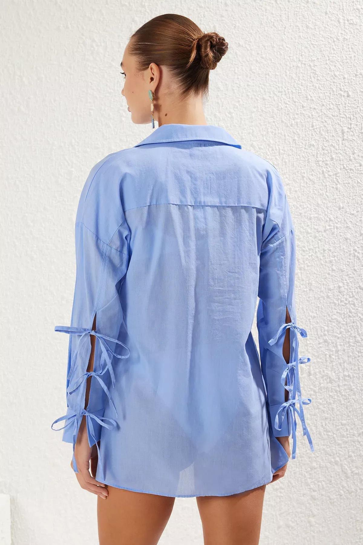 قميص شاطئ بأربطة، أزرق, C101_4631, large image number 6