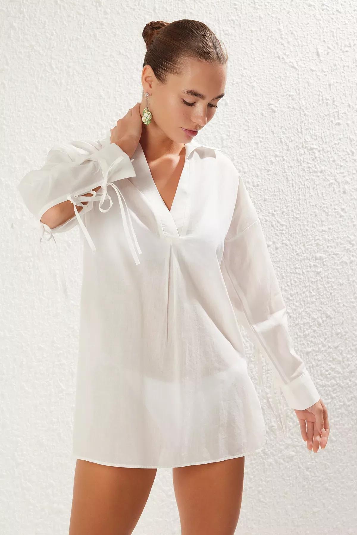 White Tied Beach Shirt, , large image number 0