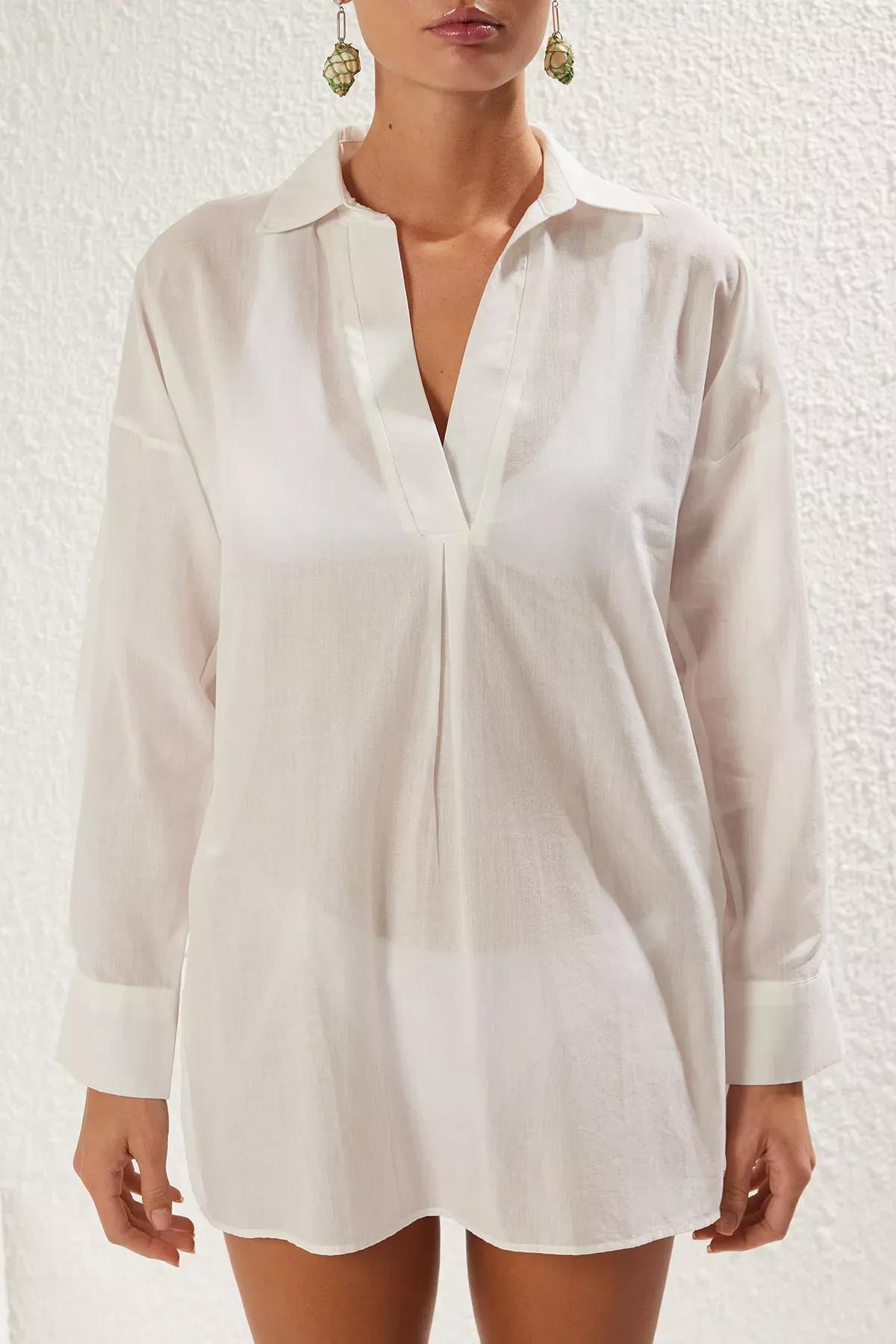 White Tied Beach Shirt, , large image number 3