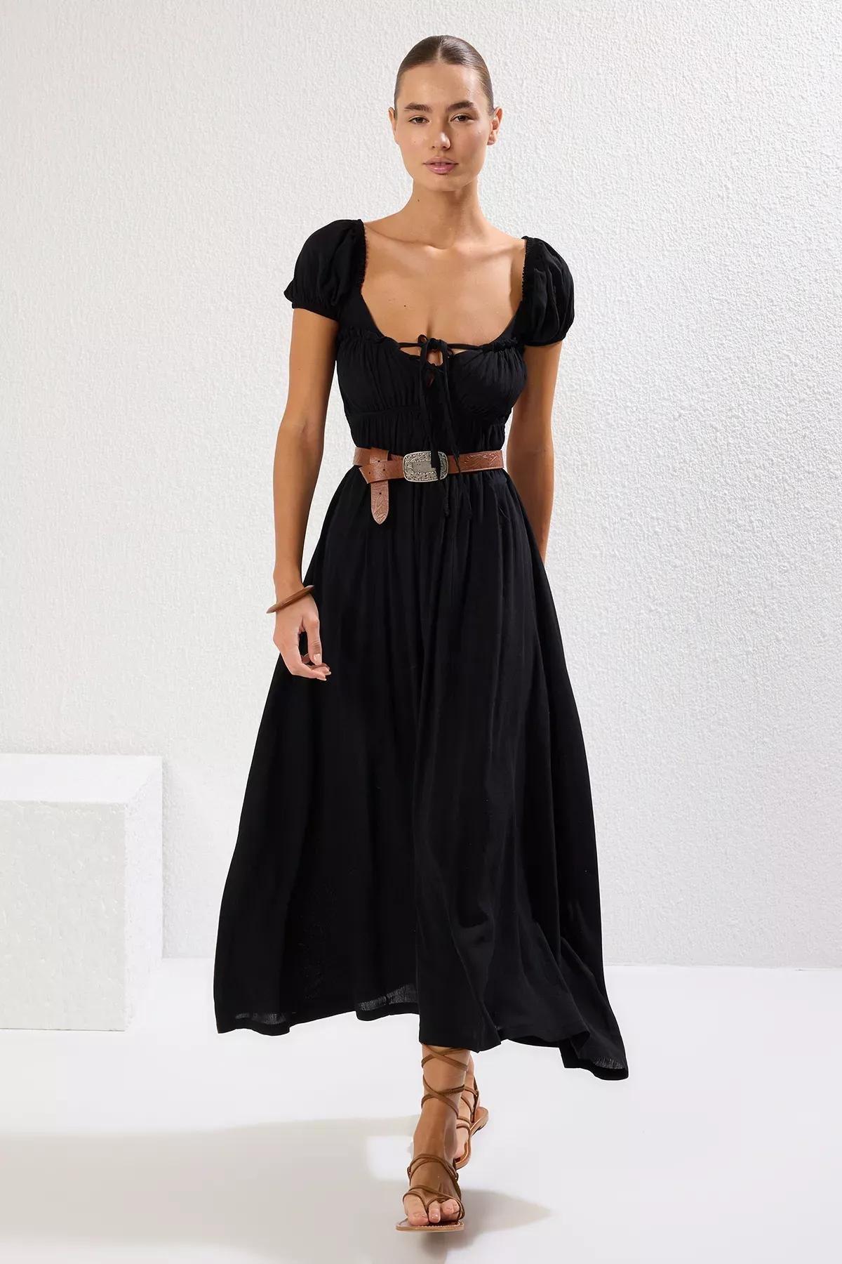 Black Slit Knitted Dress, , large image number 1
