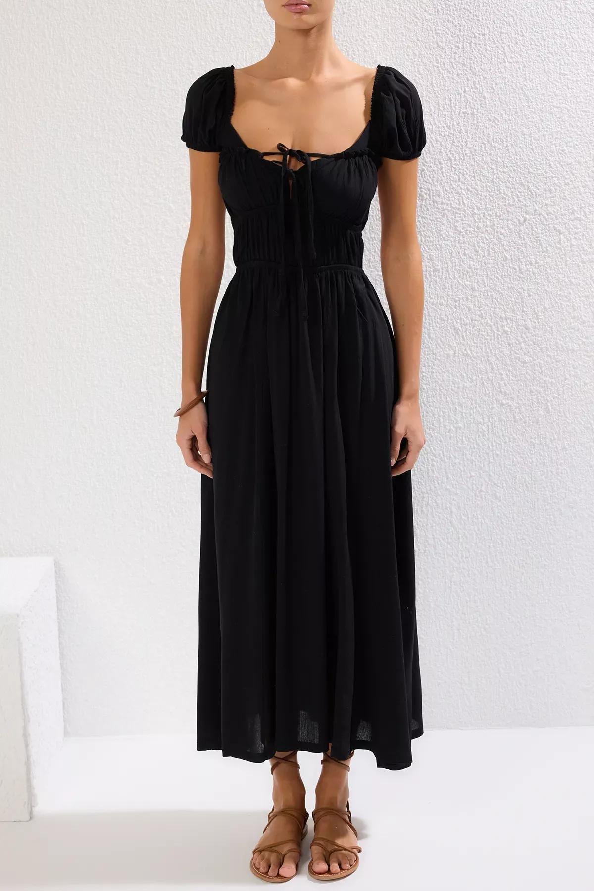 Black Slit Knitted Dress, , large image number 3