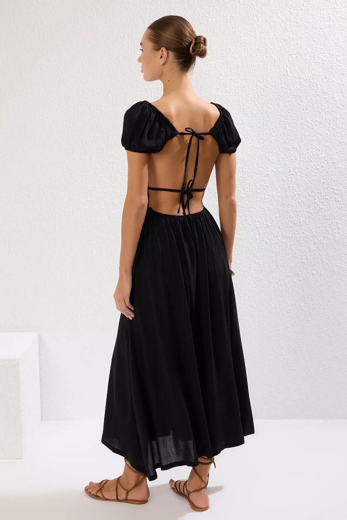 Black Slit Knitted Dress, , large image number 4
