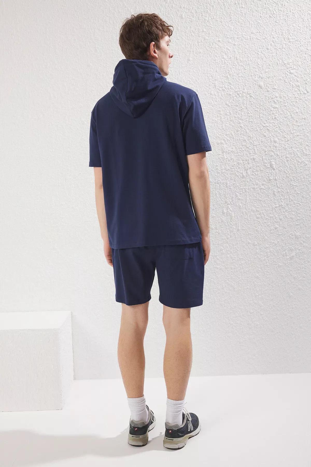 Blue Hooded Puffy Print Sweatshirt Set, , large image number 3