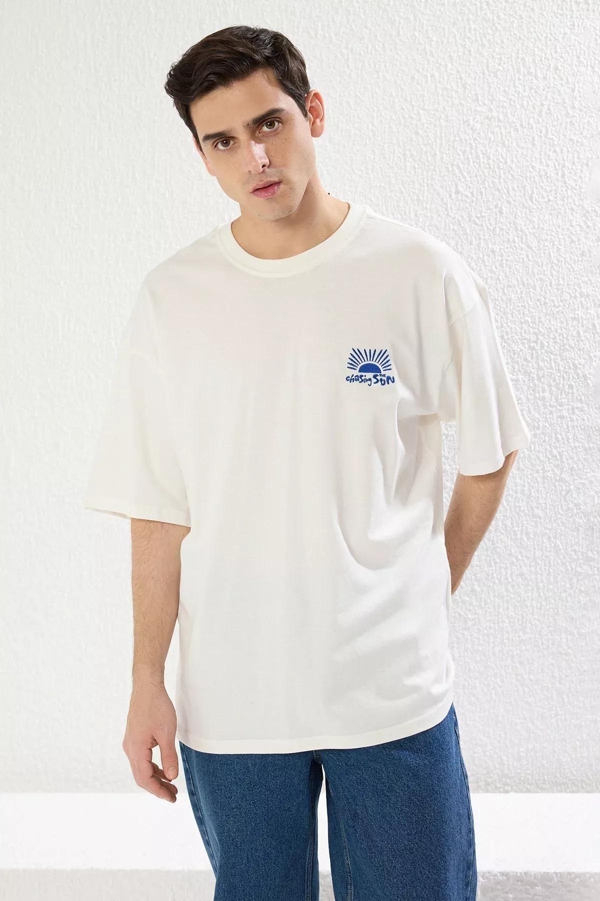 Beige Printed T-Shirt, Ecru, large image number 1