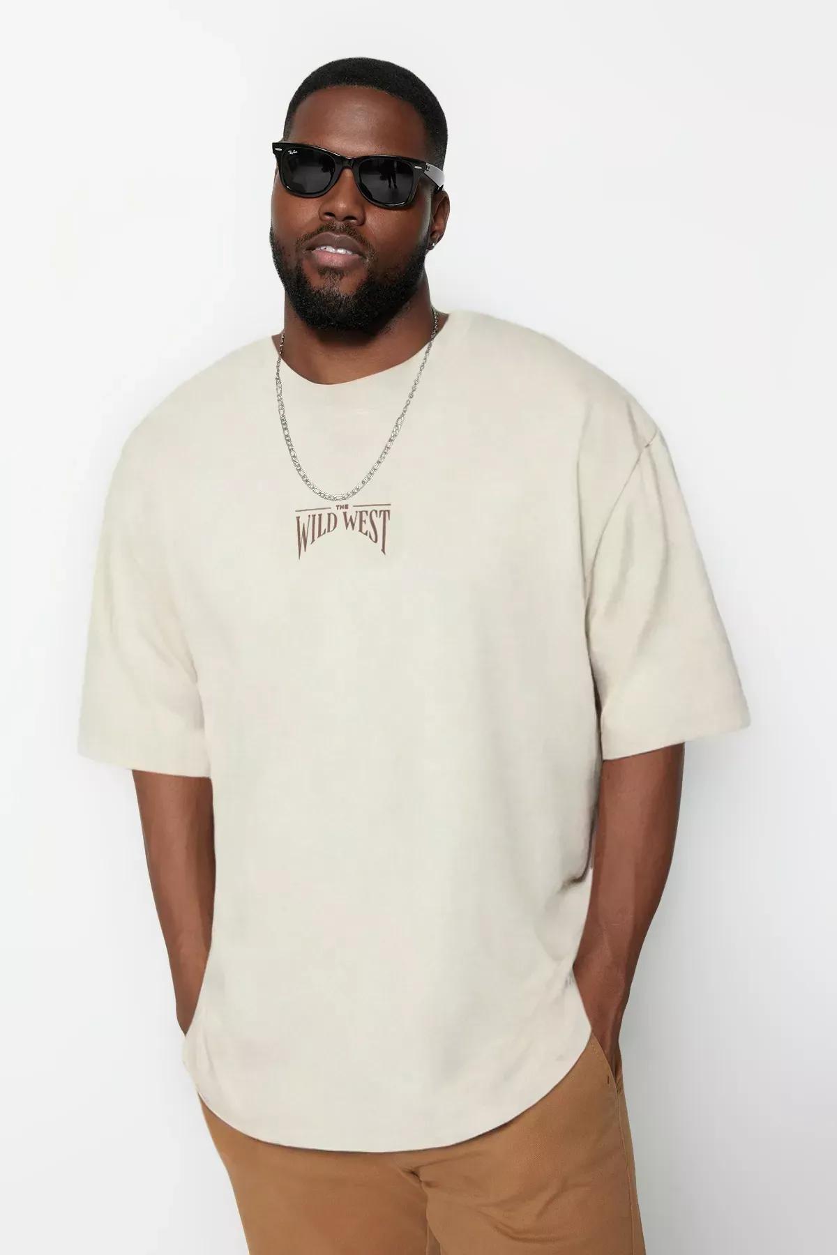Big Size Grey T-Shirt, STONE, large image number 1