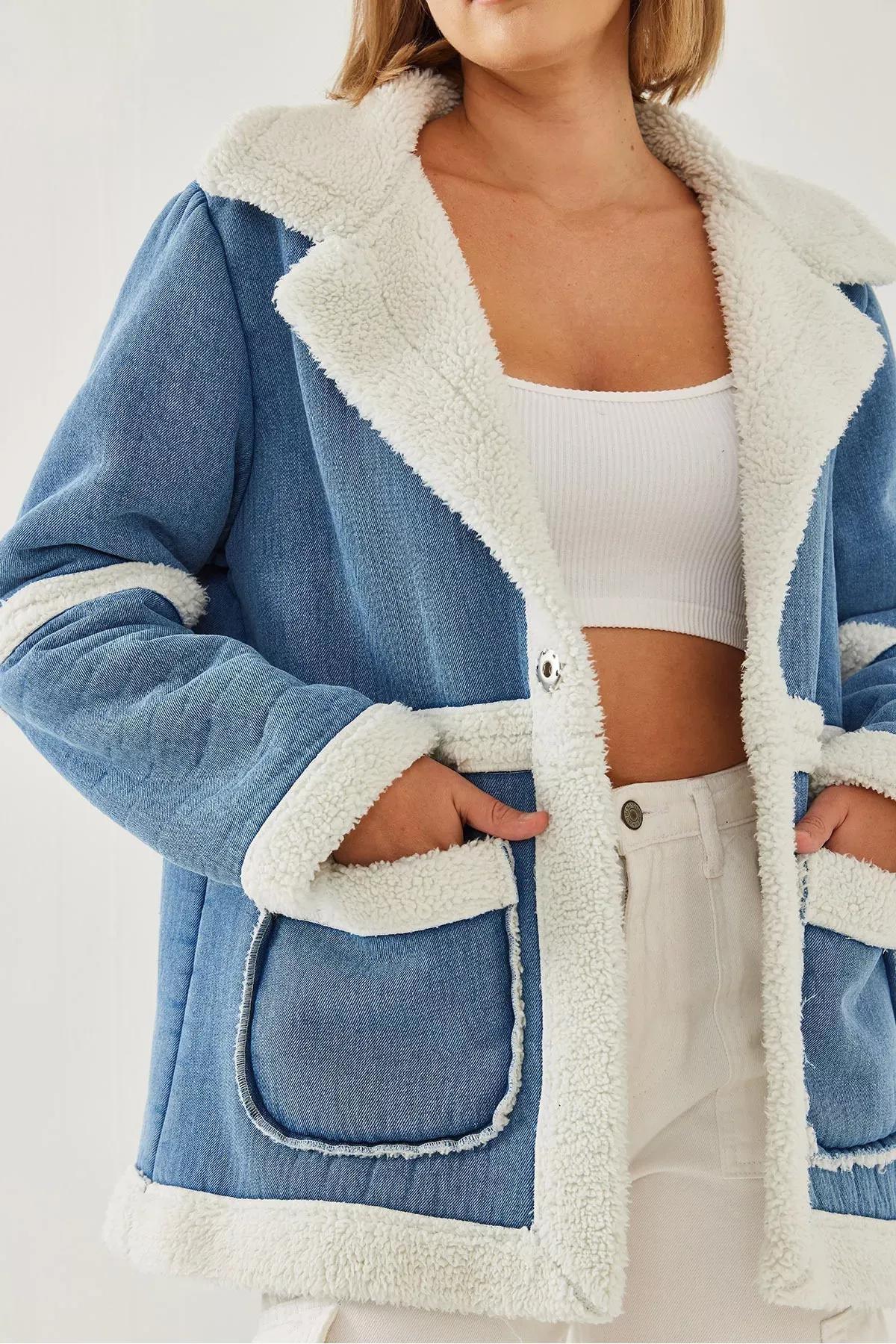 Blue Belted Denim Vest, Blue, large image number 1