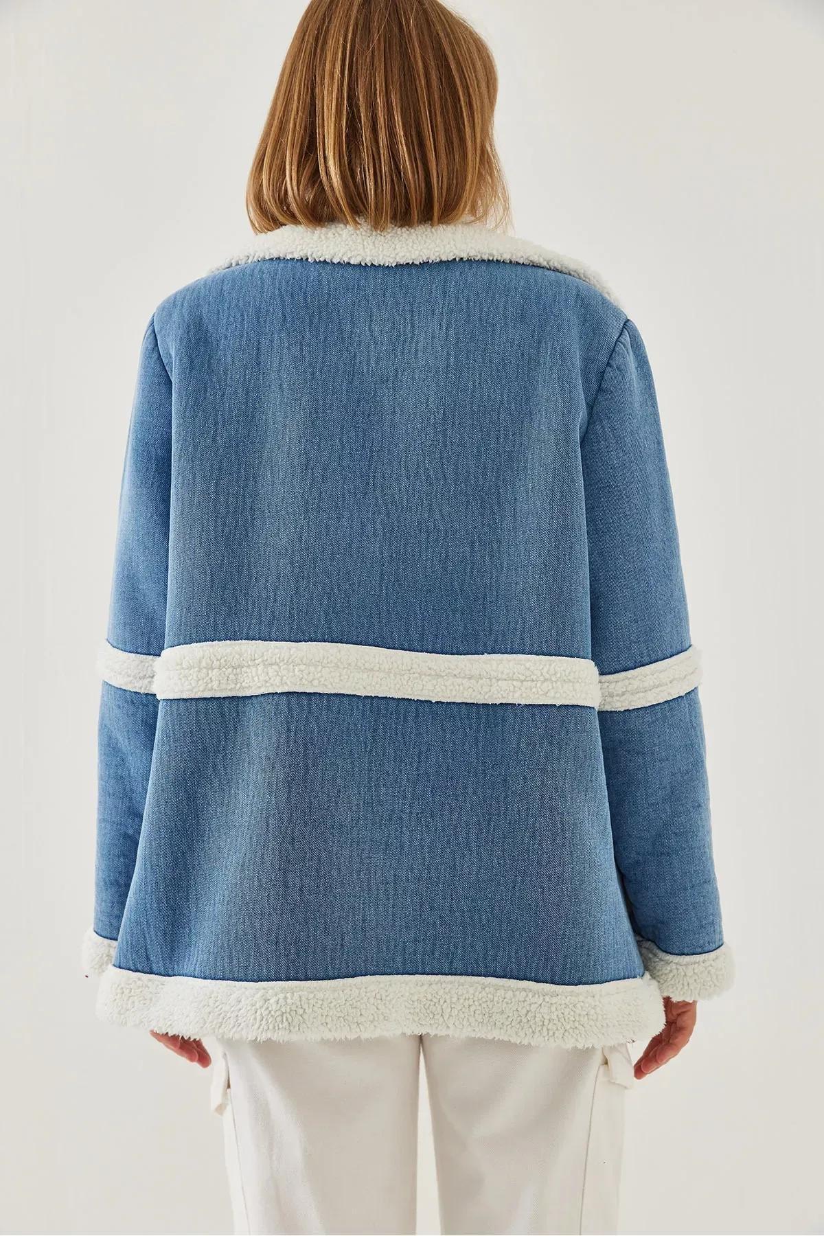 Blue Belted Denim Vest, Blue, large image number 2