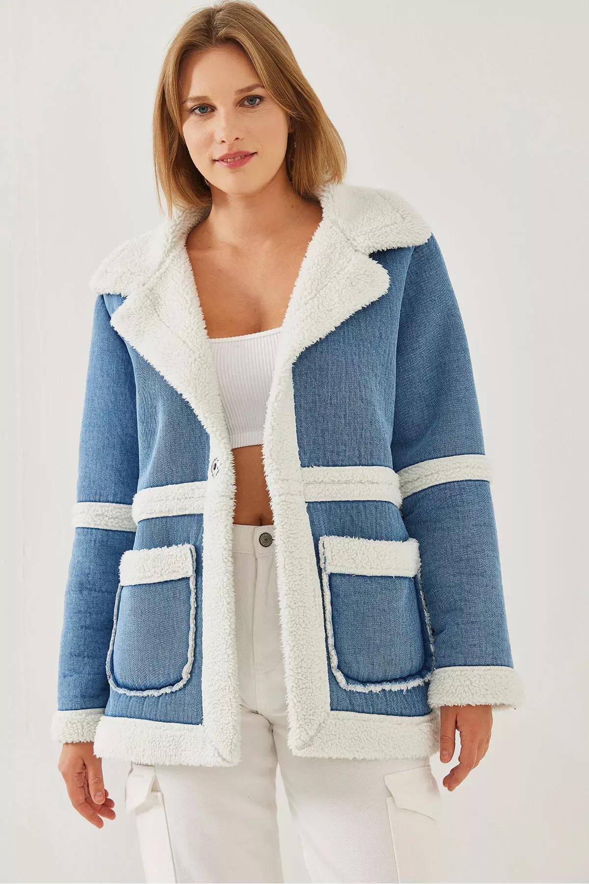 Blue Belted Denim Vest, Blue, large image number 3