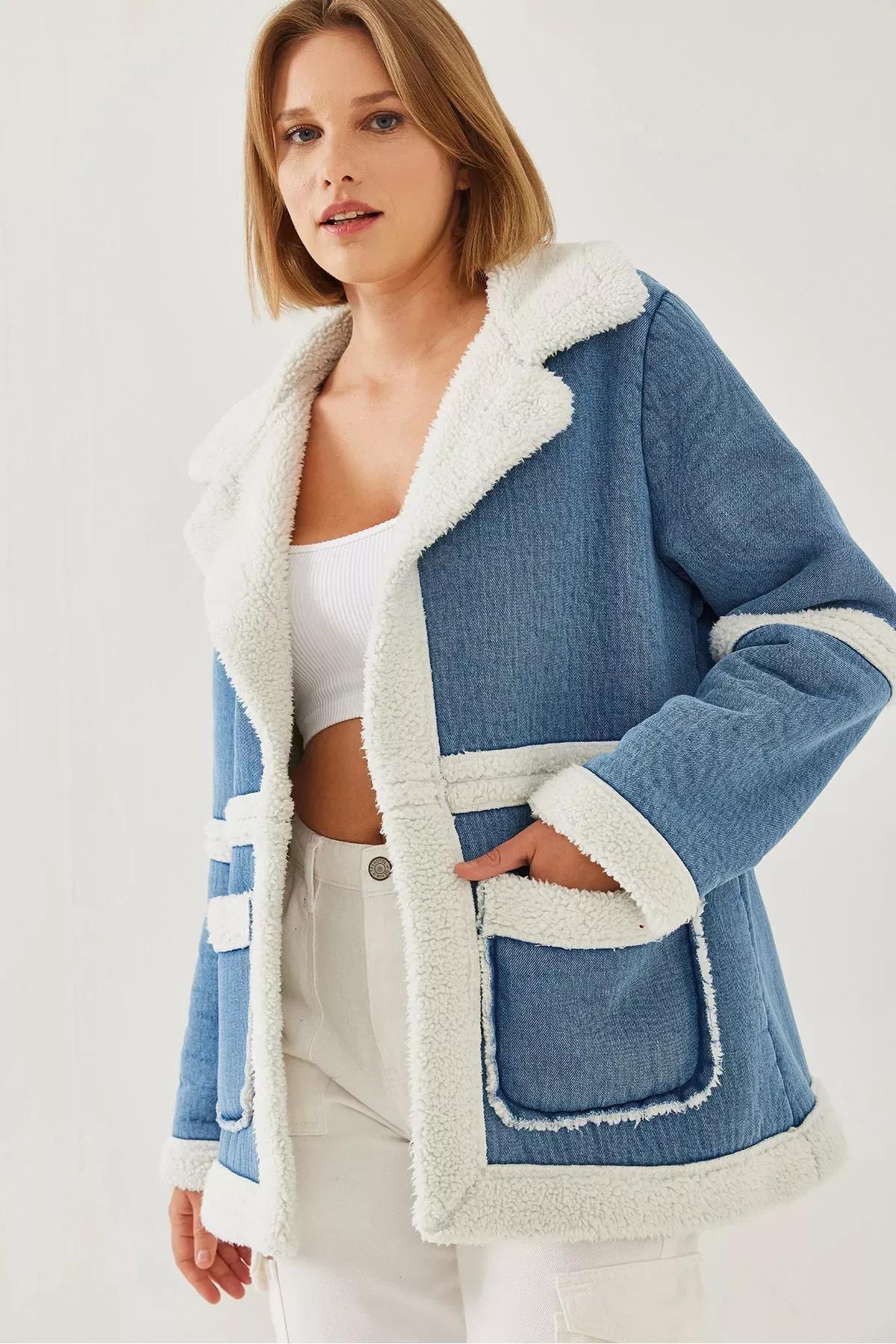 Blue Belted Denim Vest, Blue, large image number 4