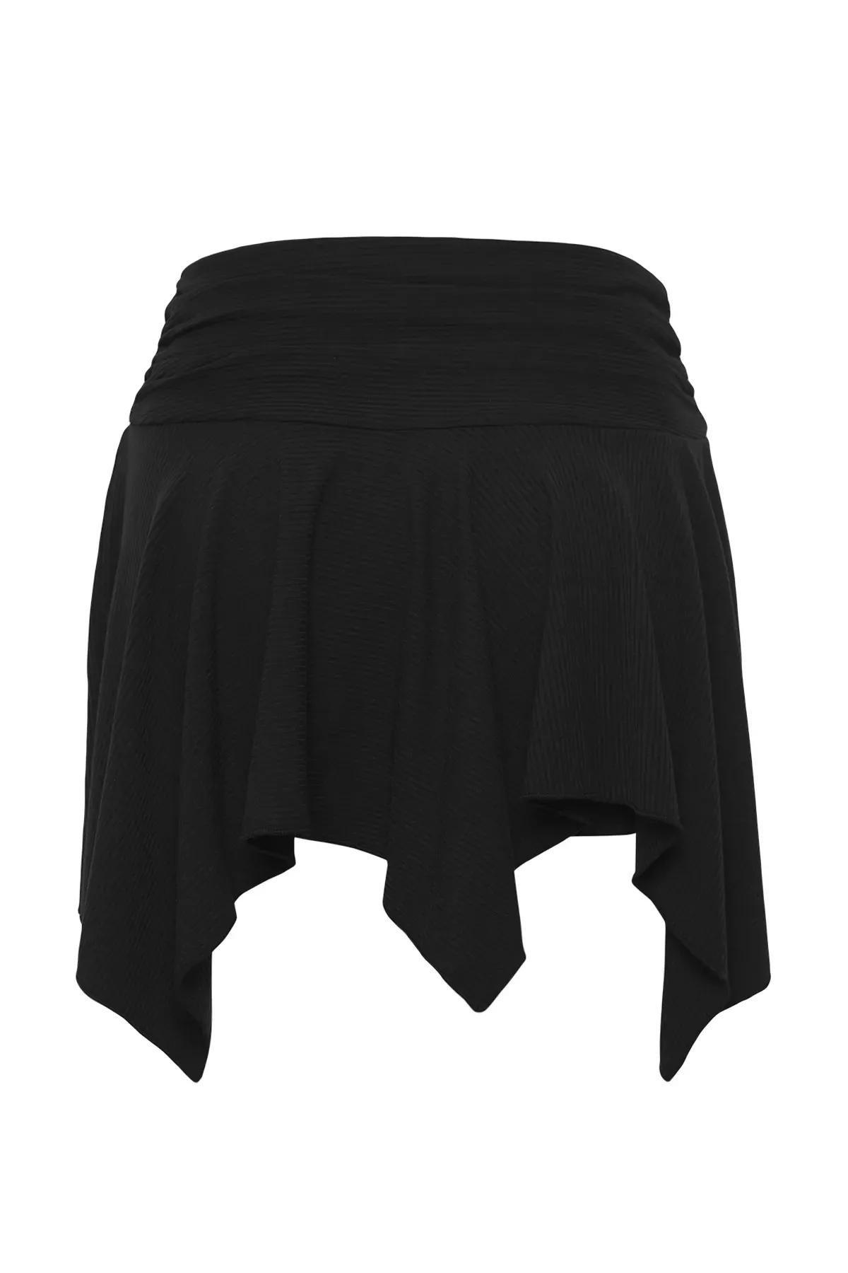 تنورة شاطئ قصيرة مُحاكة بملمس بارز، أسود, , large image number 1