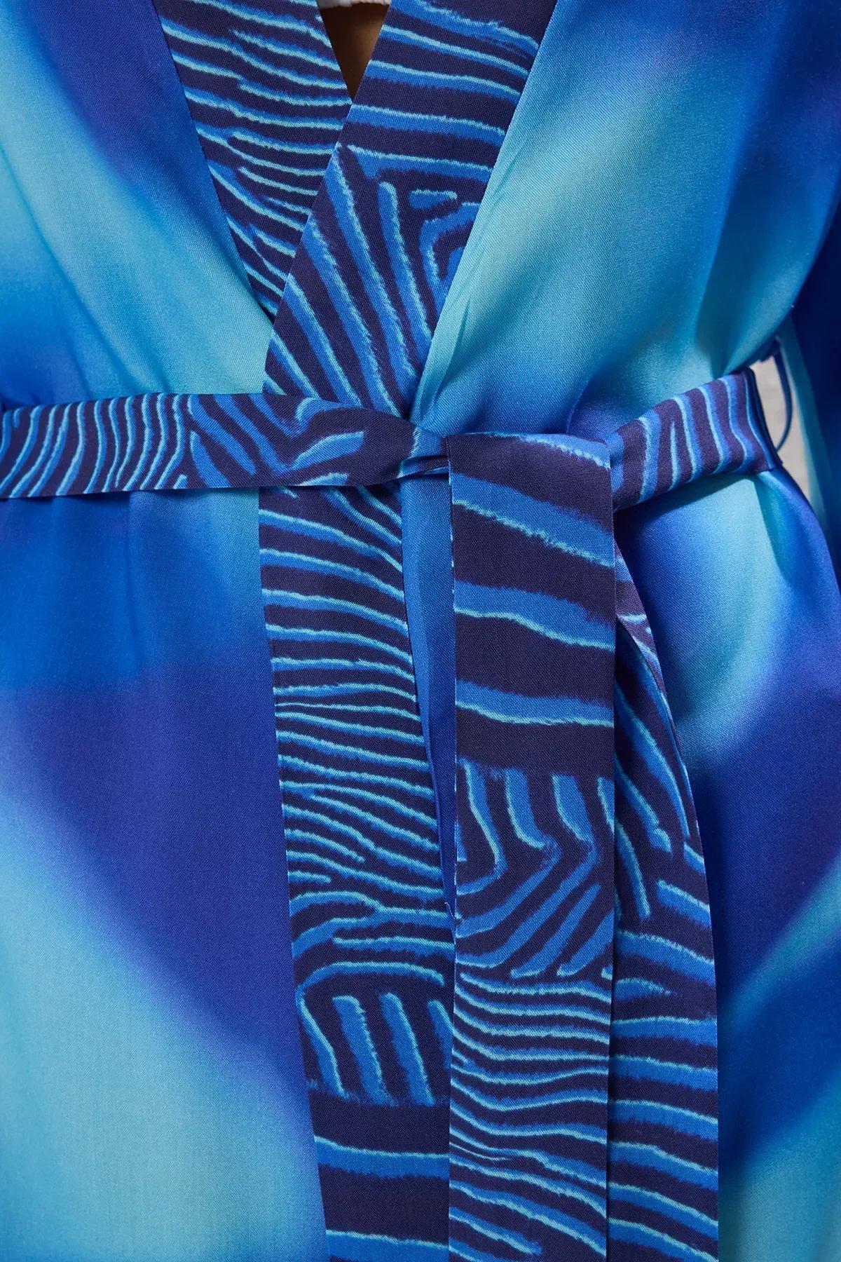 Multicolour Maxi Beach Kimono, Blue-Multicolor, large image number 3