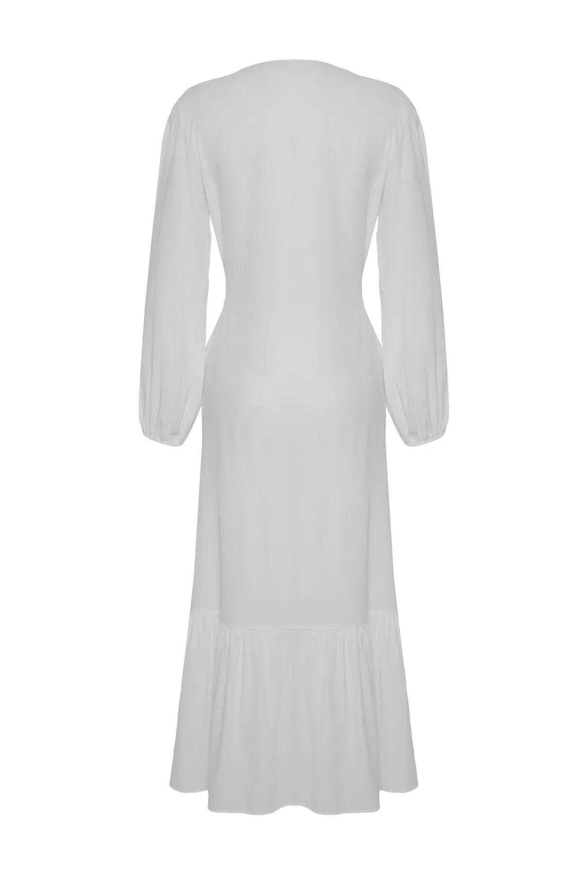 Beige Woven Ribbon Tie Beach Kimono, C101_1635, large image number 7