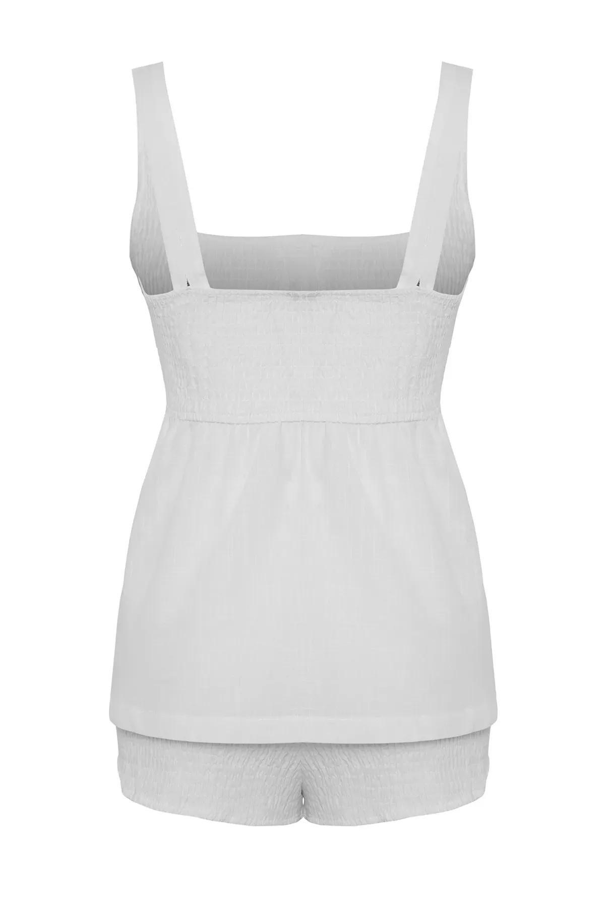 White Woven Detailed Co-Ord Set, White, large image number 7