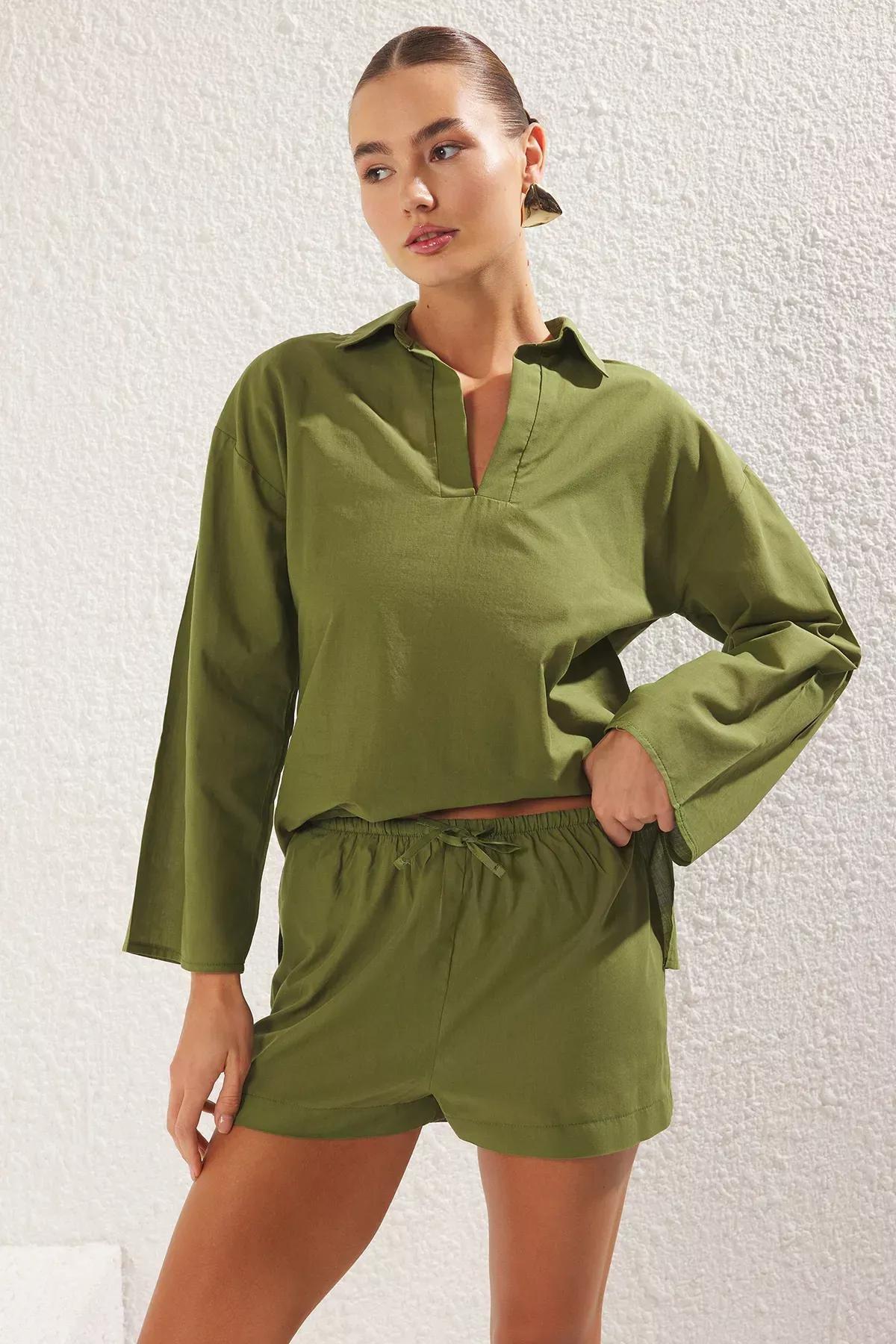 Green Shirt Shorts Beach Set, , large image number 0