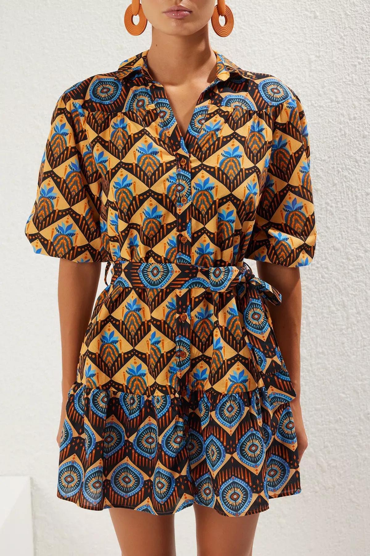 Multicolour Patterned Mini Dress, C101_7382, large image number 3