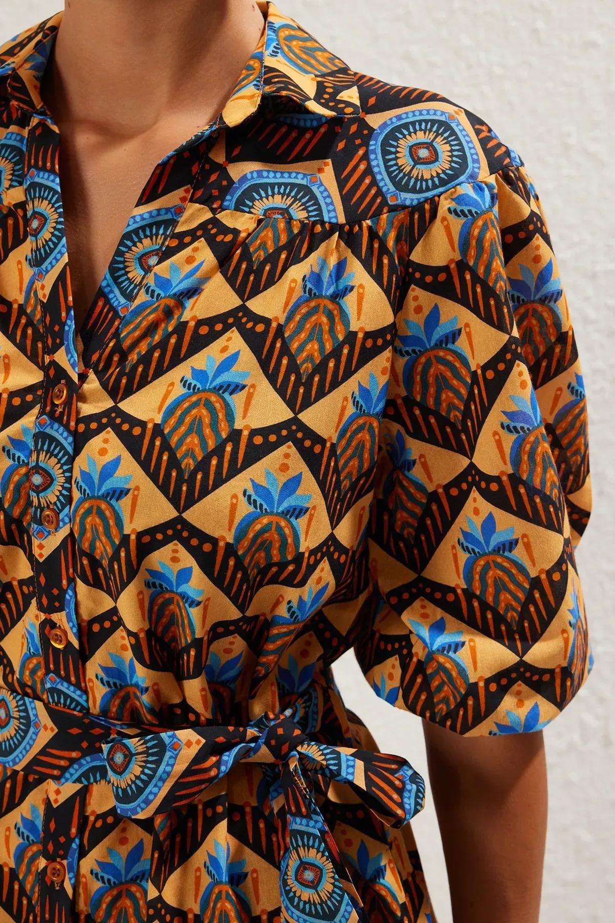 Multicolour Patterned Mini Dress, C101_7382, large image number 4