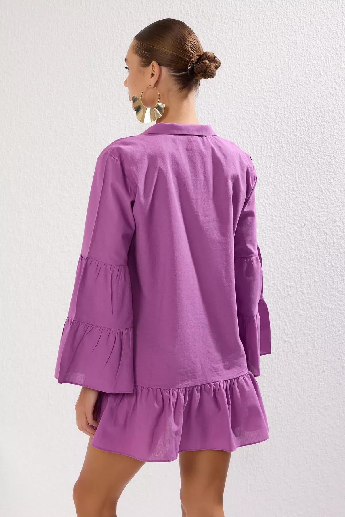 Purple Mini Flounce Dress, , large image number 4