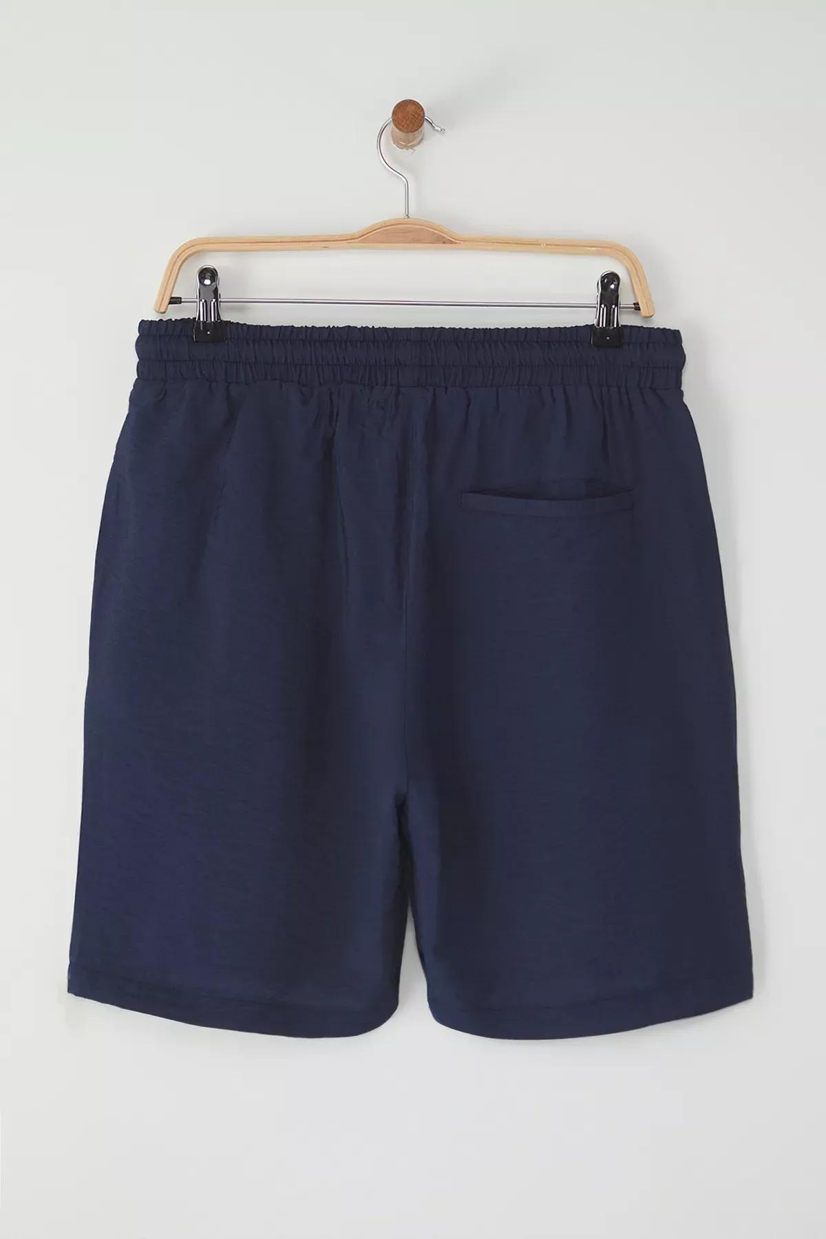 Navy Linen Look Shorts, , large image number 3