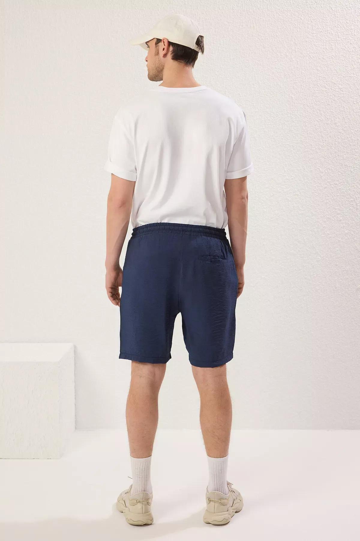 Navy Linen Look Shorts, , large image number 5