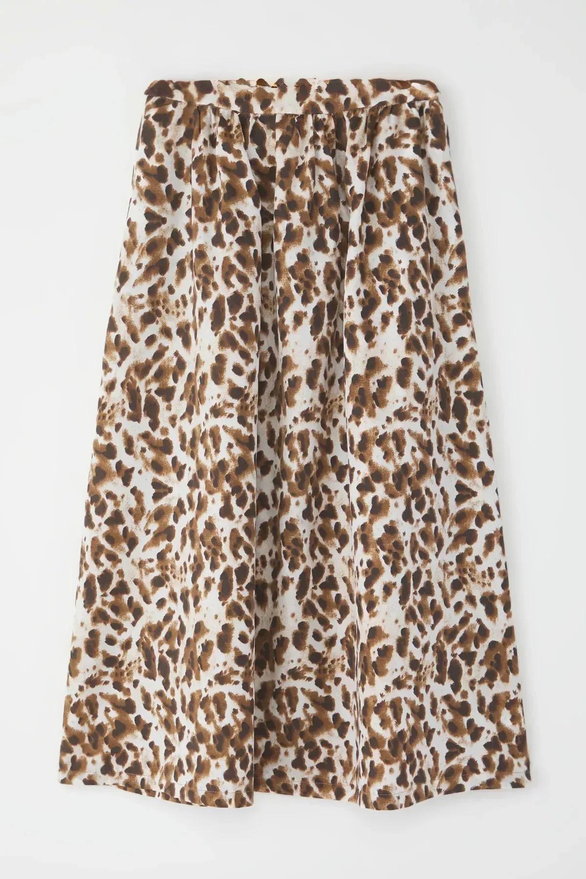 Brown Leopard A-line Maxi Skirt, , large image number 5