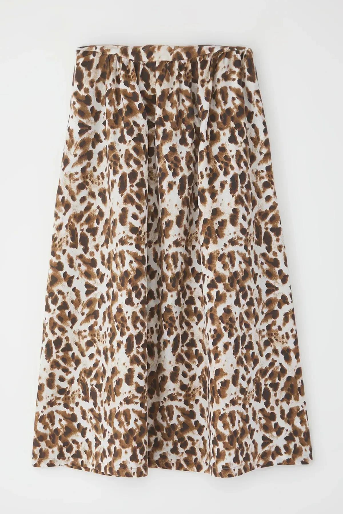 Brown Leopard A-line Maxi Skirt, , large image number 6