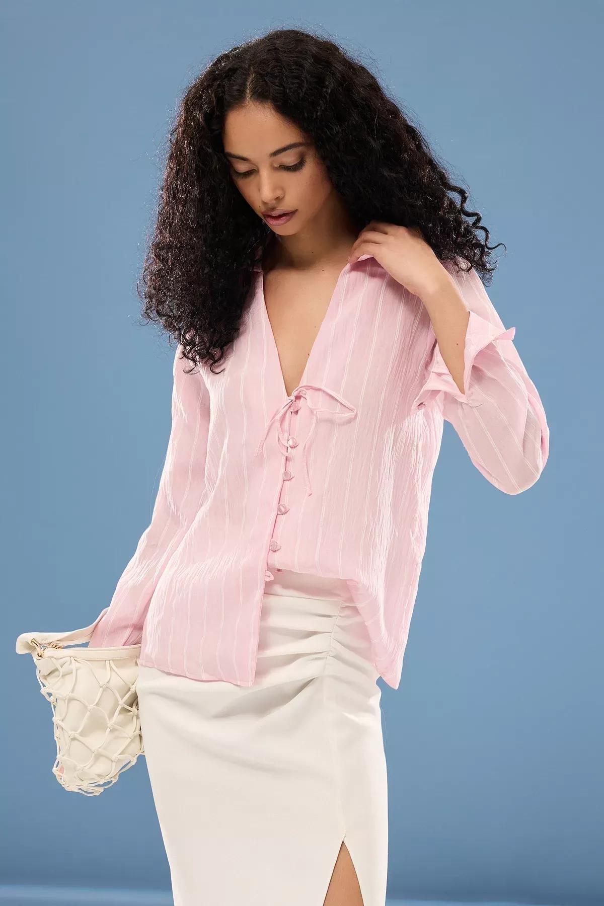 Striped Textured Lacing Detailed Regular Regular Fit, C101_7329, large image number 0
