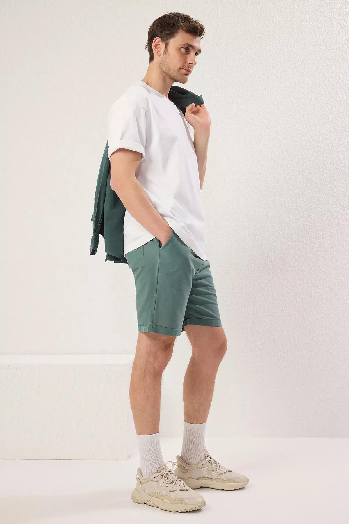 Green Tie Waist Shorts, Dark green, large image number 2