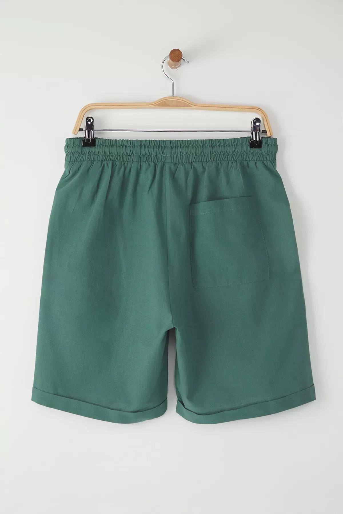 Green Tie Waist Shorts, Dark green, large image number 3