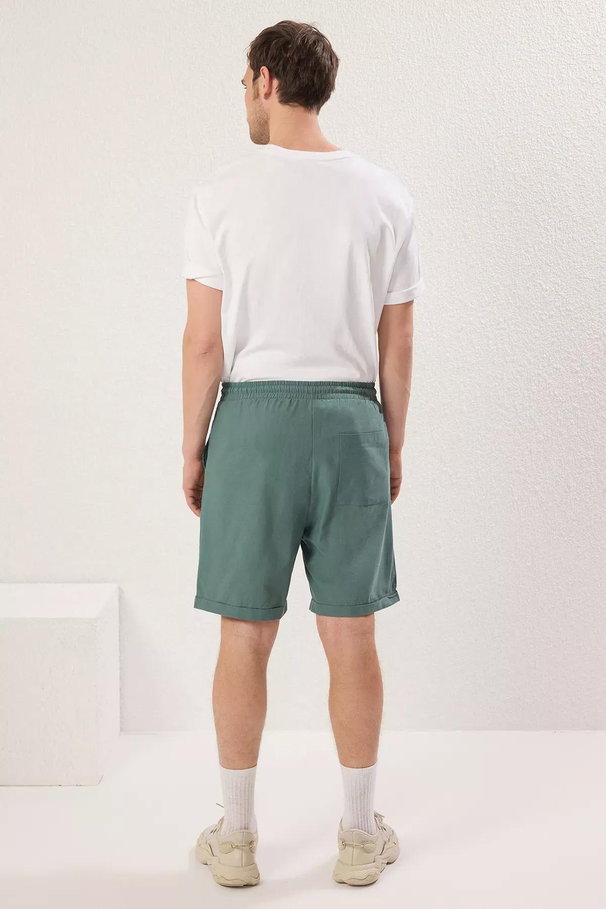 Green Tie Waist Shorts, Dark green, large image number 5