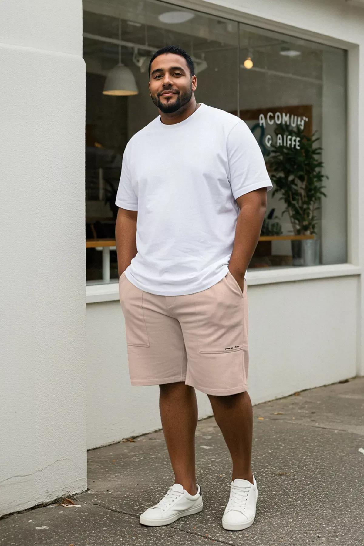 Beige Plus-Size Printed Shorts, , large image number 3