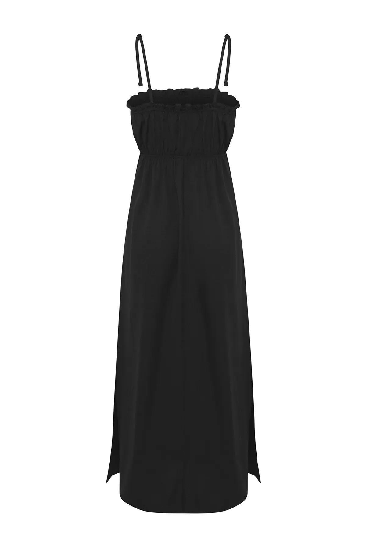 Black Poplin Midi Dress, , large image number 5